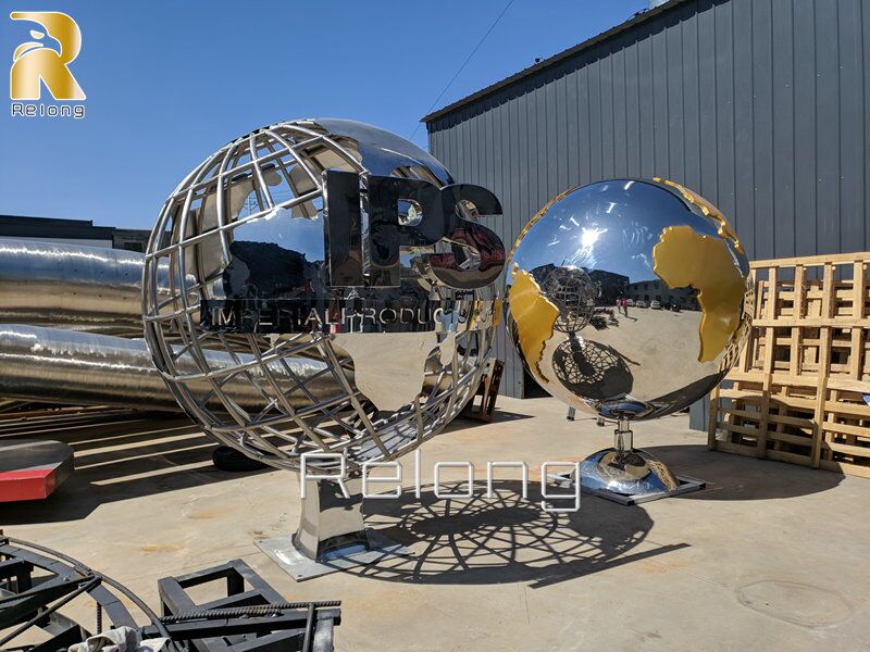 Contemporary Large Metal Globe Sculptures for