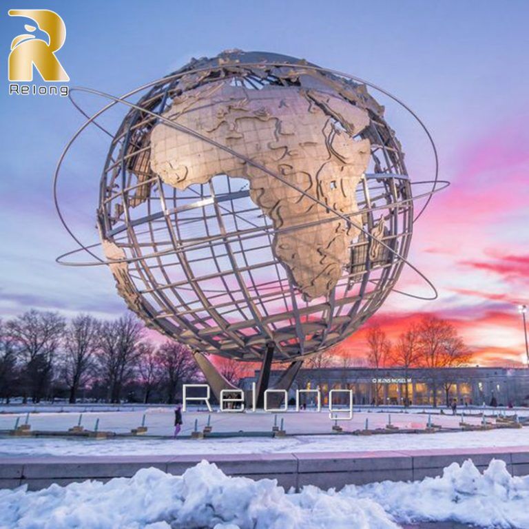 Contemporary Large Metal Globe Sculptures for