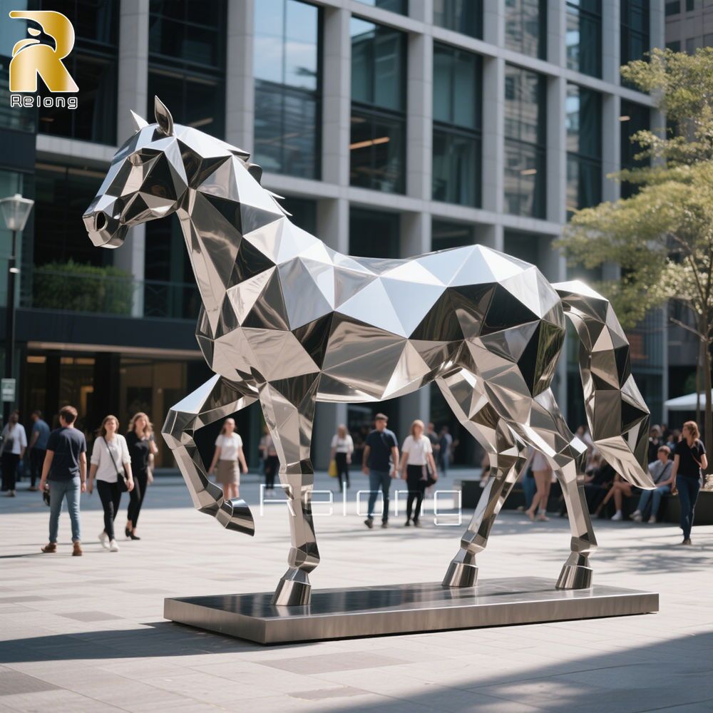 Stainless Steel Geometric Metal Horse Sculpture for Garden - Relong Art ...