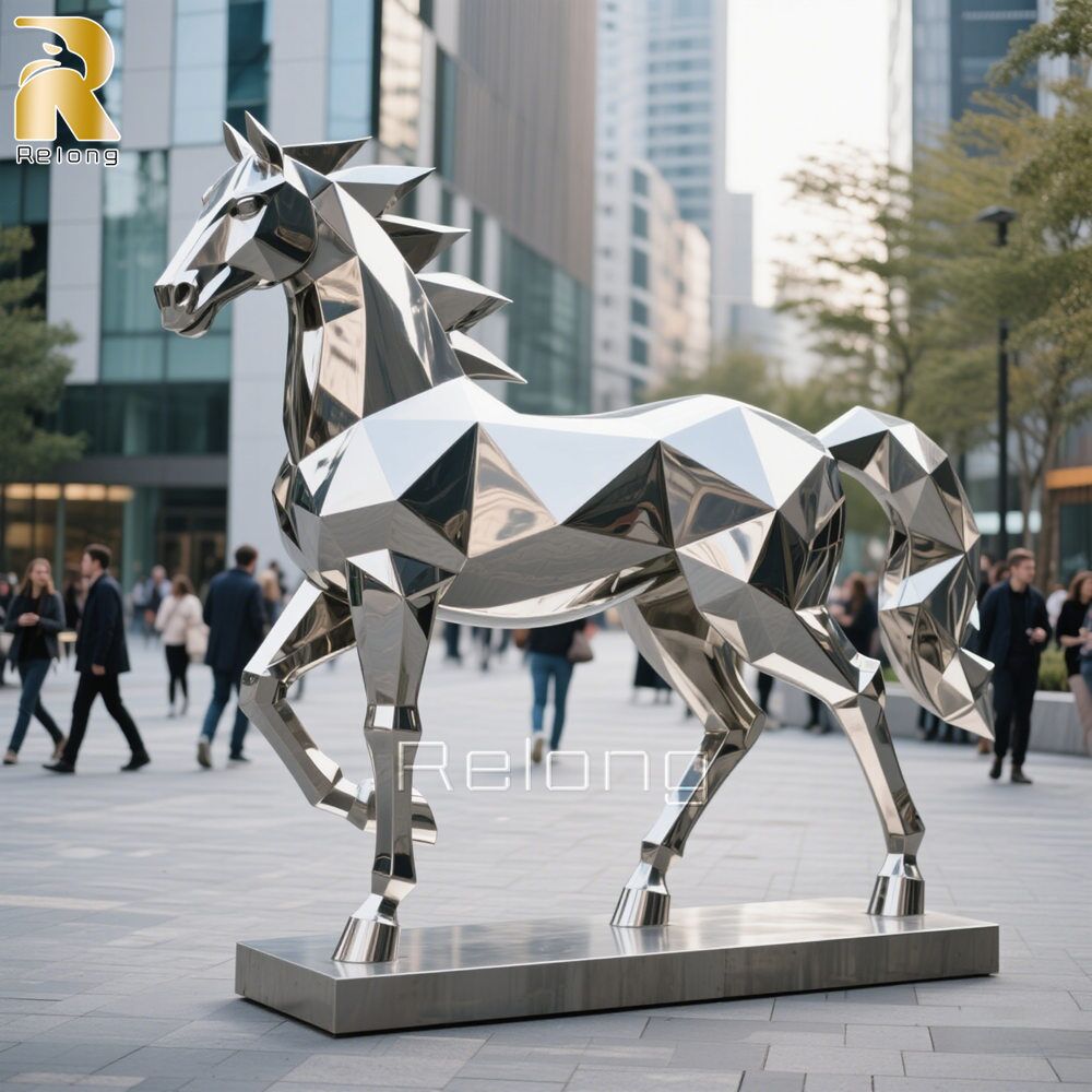 Stainless Steel Geometric Metal Horse Sculpture for Garden - Relong Art ...